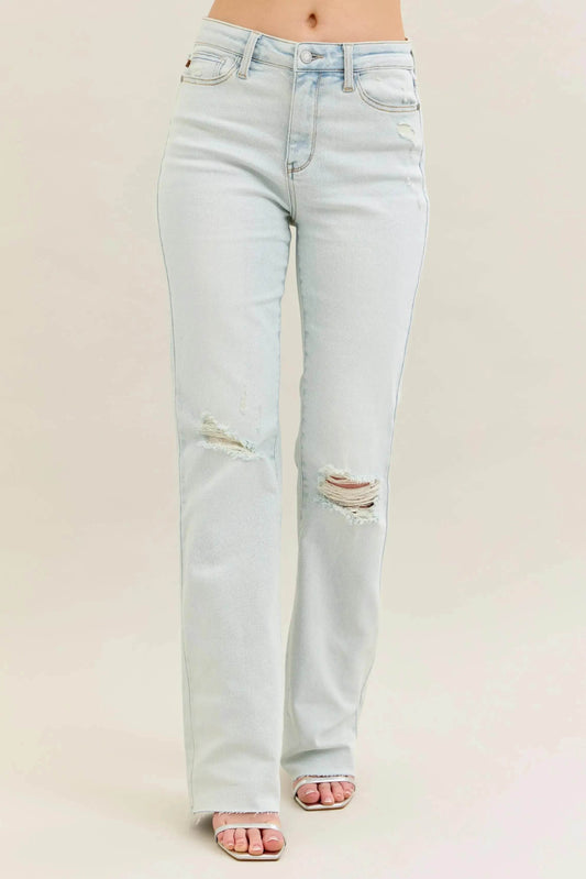 Judy Blue Full Size Destroy & Fray Hem Bootcut Jeans Plus Size - Dream Studio Prints