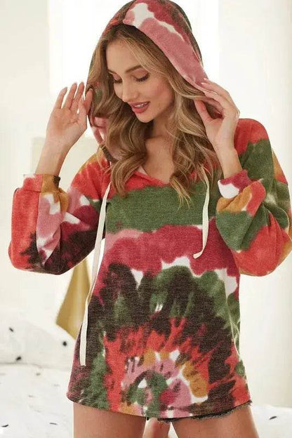 Tie-Dye BiBi Knit Hoodie with Twill Tape - Dream Studio Prints
