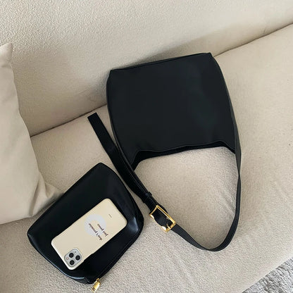 1Pcs All-Match Women Shoulder Bag Solid Fashion Handbag Crossbody Bag Women'S Minimalist PU Leather Bag for Work